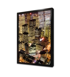 New York Gece Çerçeveli Cam Tablo
