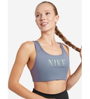 Nike Dynamic Training One Swoosh Dri Fit Women's Mid Support Sports Padded Sporcu Pedli Bra Mavi
