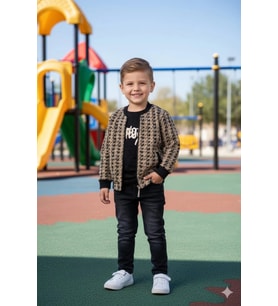 Erkek Çocuk Hırka Tişört ve Kot Pantolonlu 3'lü Takım