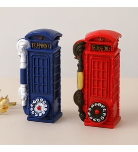 Telefon Kulübesi Dekoratif Reçine Kumbara - Vintage 20x6x6 cm