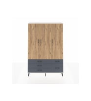 Arges Dolap 5 Raflı 5 Çekmeceli Tek Askılı 132x30x195 Aytaşı-Çam/Antrasit
