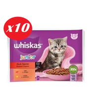Whiskas Junior Yavru Kedi Sığırlı Tavuklu 4X85 Gr Set 10'lu