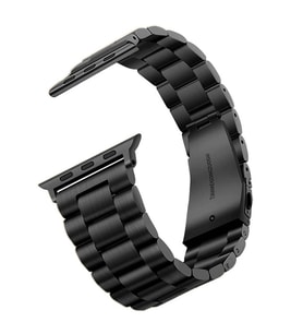 Apple Watch Ultra 49mm Uyumlu Kordon Metal Baklalı Tasarım Zore Band-04 Kayış (Siyah)