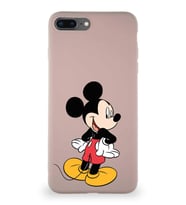 Apple iPhone 8 Plus Soft Premier Kapak Mickey Mouse-D Tasarımlı Silikon Kılıf - Pudra (Şeffaf)