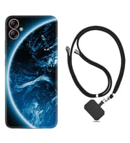 Samsung Galaxy A04E Kılıf Silikon Boyun Askılı İpli Desenli Silikon Blue Planet 1610