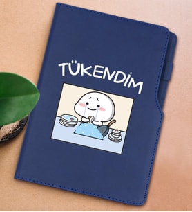 BK Gift Tükendim Tasarımlı Lacivert Termo Deri Not Defteri 15x21cm-1