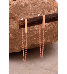 Plaka Rose Gümüş Zincir Küpe 6097