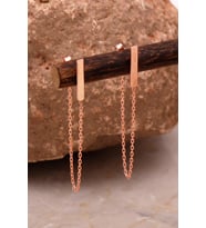 Plaka Rose Gümüş Zincir Küpe 6097