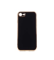 Apple iPhone SE 2022 Kılıf Kenarları Gold Kamera Korumalı Renkli Pastel Silikon Siyah BARK (Siyah)