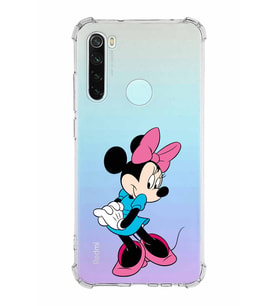 Xiaomi Redmi Note 8 Köşe Korumalı Antişok Kapak Minnie Mouse Tasarımlı Şeffaf  Kılıf