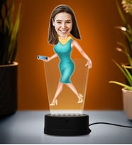 Doğum Günü Hediyesi,Sevgiliye Hediye, Kişiye Özel Fotoğraflı En Şirin Kadın Karikatür 3D Led Lamba (Beyaz)