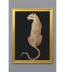 Leopar Figürlü Dijital Baskılı Kadife Kumaş Çerçeveli Tablo TBL0035 (Çok Renkli)