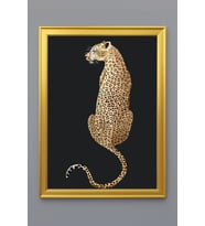 Leopar Figürlü Dijital Baskılı Kadife Kumaş Çerçeveli Tablo TBL0035 (Çok Renkli)