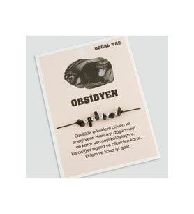Obsidyen Doğaltaşlı İp Bileklik