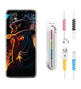 INFINIX Note 11 Pro Note 10 Hot 9 Play Kılıf Kablo Koruma Spiral Silikon Karga 1616