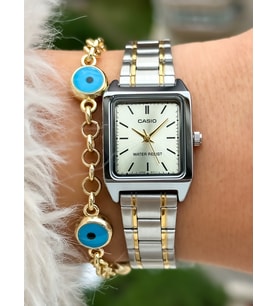 Casio Çelik Kordon,Gümüş Renk, Kare Kasa , Kadın Kol Saati+Bileklik