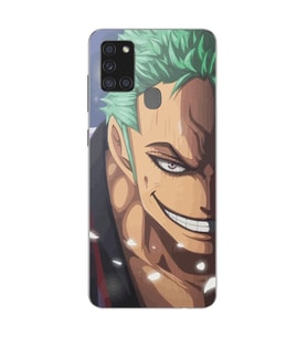 Samsung Galaxy A21S Uyumlu One Piece Zoro Tasarımlı Şeffaf Telefon Kılıfı