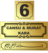 Kapı İsimliği Klasik Ev Dış Kapı İsimliği Çelik Kapı İsimliği Besmele Gold03