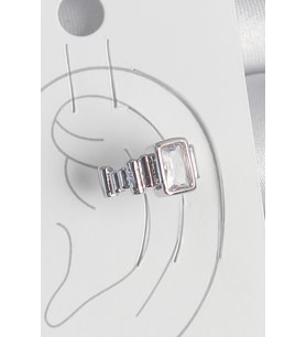 pilelistore Pirinç Gümüş Renk Kare Zirkon Taşlı Kadın Kıkırdak Model Küpe - TJ-BKP10560