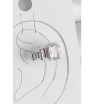 pilelistore Pirinç Gümüş Renk Kare Zirkon Taşlı Kadın Kıkırdak Model Küpe - TJ-BKP10560