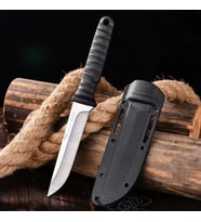 Valkyrie 9CR18 Soğuk Çelik Boyun Askılı Kılıflı Kamp Av Bıçağı Paslanmaz Çelik Gümüş