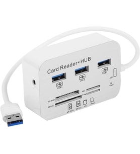 USB 3.0/3.1 Hub + Card Reader Çoklu Kart Okuyucu, 3 USB Girişli, 5/10 Gbps Veri Aktarım Destekli, SD(HC) MS DUO M2 T-Flash Kart Yuvalı, 20/30 cm Kablolu (NRT-30619)