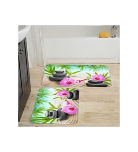 Rovigo Home Dijital Baskılı 2'li Banyo paspas Takımı RVG5039 (Yeşil)