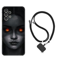Samsung Galaxy M14 Kılıf Resimli Boyun Askılı İpli Desenli Silikon Series Dark Woman 1887