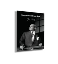 Temperli Gerçek Cam Tablo Makam Panosu Atatürk Sözleri Egemenlik Verilmez Alınır.
