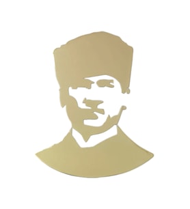 K.Atatürk Silüetli Metal Oto Sticker Gold 7x5cm