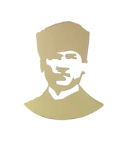 K.Atatürk Silüetli Metal Oto Sticker Gold 7x5cm
