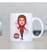 Kişiye Özel Başörtülü Hanımlara Özel Karikatürlü Kupa Bardak