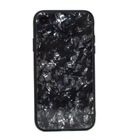 iPhone XR Kılıf Mermer Desenli Marbel Cam Silikon Kılıf (Siyah)