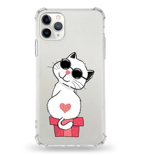 Apple iPhone 11 Pro Uyumlu Darbe Emici Antişok  Kapak Coolcat Tasarımlı Şeffaf Silikon Kılıf