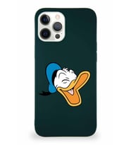 Apple iPhone 12 Pro Max Soft Premier Kapak Donald Duck-E Tasarımlı Silikon Kılıf - Yeşil (Şeffaf)
