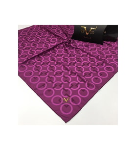 Geometrik Desen Black Seri Twill Eşarp Eşarp Askısı ile Birlikte 90x90 cm Mor-90