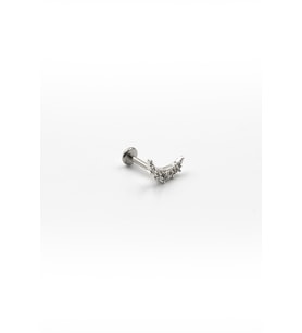 Gümüş Işıltılı Ay Model Tragus & Helix Piercing – Anti Alerjik, Kararma Yapmaz, 8 mm Bar