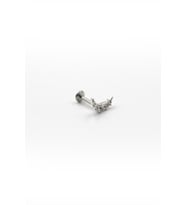 Gümüş Işıltılı Ay Model Tragus & Helix Piercing – Anti Alerjik, Kararma Yapmaz, 8 mm Bar