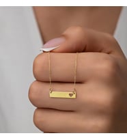 Kişiye Özel Mini Kalp Plaka Model Kolye 925K Gümüş (Gold)