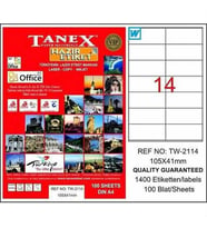 Tanex TW-2114 - 105 x 41 mm Laser Etiket 100 Adet Ücretsiz Kargo