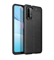Xiaomi Redmi 9T Kılıf Deri Görünümlü Slim Silikon (Siyah)