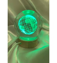 3D Led Işık Cam Küre Çok Işıklı Ahşap Dünya Büyük Boy 8cm (Çok Renkli)