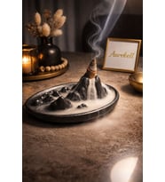 Aurebell Obsidyen Zirve Premium Geri Akış Tütsülük  Şelale Efektli Lüks Dağ Tasarımı (Düz Siyah)