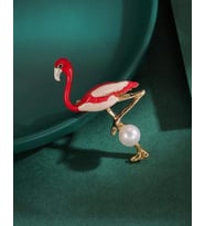 İncili Flamingo Broş