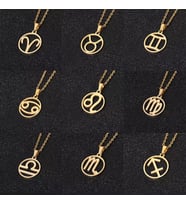 Kişiye Özel 925 Ayar Gümüş Burç Sembolü Kolye (Gold)