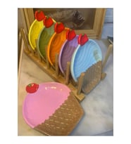 1 Adet  Epoksi Vernikli Beton Dekoratif Cupcake Sunum Tabağı (Pembe)