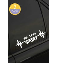 Audi  35 TFSI Nabız Kalp Atışı Ritim  35 TFSI Araç Uyumlu Oto Sticker 2 Adet Beyaz 20*7CM