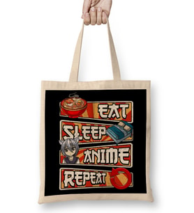 Eat Sleep Anime Repeat Cute Anime Obsessed 01 Bez Çanta Uzun Saplı