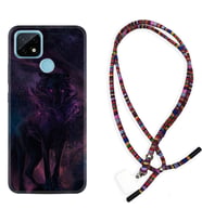 Realme C11 C21 C21Y C25Y C11 2021 Kılıf Boyun Asklı Rasta Silikon Black Purple Wolf 1791