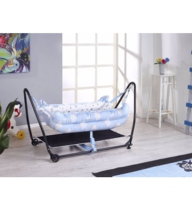 Rumiki Lüks Kolay Kurulumlu Pratik Sallanır Bebek Hamak Beşik Mavi (Buz-Buz)